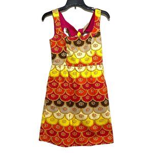 Judith March‎ Colorful Sleeveless Dress S Retro Summer Date Night Asian Inspired